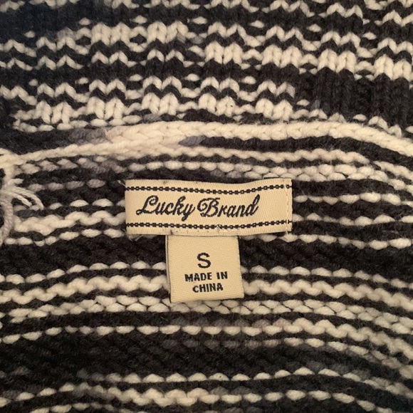 LUCKY BRAND BLUE WHITE STRIPE COWL NECK TUNIC SWEATER WOMENS S - Picture 6 of 7